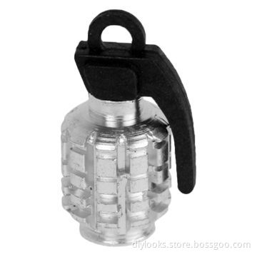 Universal Grenade-shaped Tire Valve Caps, Silver